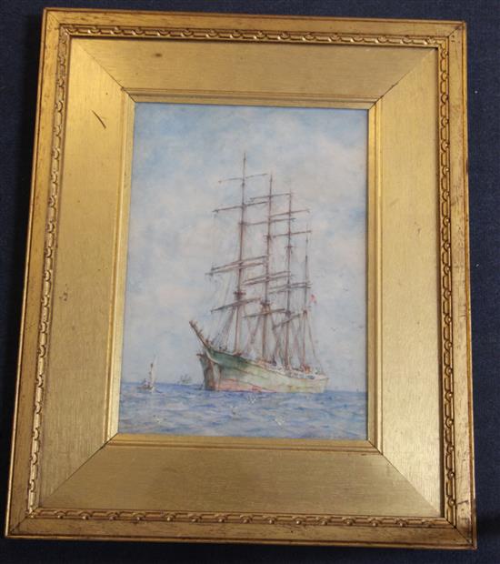 Henry Scott Tuke (1858-1929) Alorisa, three master at sea, 13.75 x 9.75in.